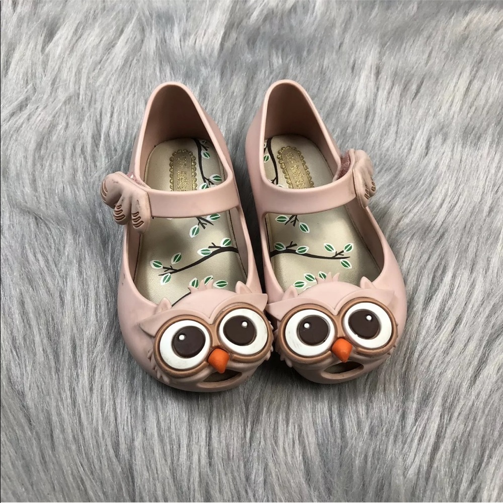 Mini Melissa Blush Owl Rubber Toddler Girls Flats Size 6